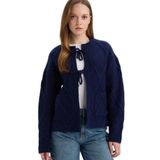 DeFacto Regular Fit Bisiklet Yaka Triko Hırka, L, G6345AX25WN, Lacivert-NV207, Kadın