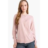 DeFacto Regular Fit Bisiklet Yaka Triko Hırka, M, G7634AX26SP, Pembe-PN681, Kadın