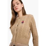 DeFacto Regular Fit Bisiklet Yaka Triko Hırka, XL, E8237AX25WN, Kahve-BN268, Kadın
