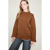 DeFacto Regular Fit Bisiklet Yaka Triko Kazak Tunik, L, G6342AX25WN, Kahve-BN467, Kadın
