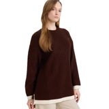 DeFacto Regular Fit Bisiklet Yaka Triko Kazak Tunik, L, G7237AX25CW, Kahve-BN468, Kadın