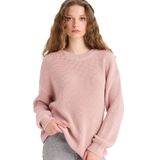 DeFacto Regular Fit Bisiklet Yaka Triko Kazak, XS, H6905AZ25WN, Pembe-PN402, Kadın