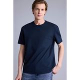 DeFacto Regular Fit Bisiklet Yaka Twill Kısa Kollu Tişört, S, D7912AX26SP, Lacivert-NV82, Erkek