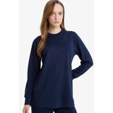 DeFacto Regular Fit Bisiklet Yaka Uzun Kollu Lacivert Tunik, S, F5117AX26SP, Lacivert-NV31, Kadın