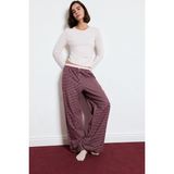 DeFacto Regular Fit Bisiklet Yaka Uzun Kollu Üst Ekose Desenli Geniş Paça Alt Flanel Pijama Takımı H4398AX26AU - Bordo-BR285 - 2XL