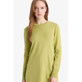Defacto Regular Fit Bisiklet Yaka Yırtmaçlı Basic Düz Triko Kazak Tunik H3431az25wngn743 Yeşil