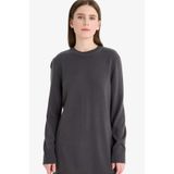 DeFacto Regular Fit Bisiklet Yaka Yırtmaçlı Basic Düz Triko Kazak Tunik, S, H3431AZ24AU, Antrasit-AR161, Kadın