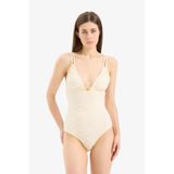 DeFacto Regular Fit Brode İnce Askılı Mayo-Fall in Love, 2XL, B6898AX24SM, Ekru-ER103, Kadın