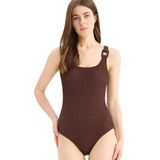 DeFacto Regular Fit Bürümcük Mayo Fall in Love Kahverengi, M, T8005AZ25SMBN341-218052, Kahve, Kadın