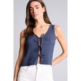 DeFacto Regular Fit Büzgülü Atlet, L, H0931AX26SM, Lacivert, Kadın