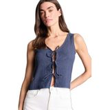 DeFacto Regular Fit Büzgülü Atlet, S, H0931AX26SM, Lacivert, Kadın