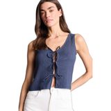 DeFacto Regular Fit Büzgülü Atlet, XL, H0931AX26SM, Lacivert, Kadın