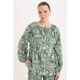DeFacto Regular Fit Büzgülü Yaka Desenli Uzun Kollu Bluz E6860AX25SP