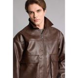 DeFacto Regular Fit Ceket Yaka Astarlı Fermuarlı Suni Deri Ceket Mont H2827AX26AU - Kahve-BN539