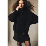 DeFacto Regular Fit Ceket Yaka Kaşe Kaban, L, Regular Fit Ceket Yaka Kaşe, Siyah-BK81, Kadın