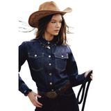 Defacto Regular Fit Cepli Düğmeli Jean Gömlek, S, E4064AX24WN, Mavi, Kadın