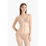DeFacto Regular Fit Çiçekli Bürümcük Bağcıklı Bikini Altı, M, E2577AX25SM, Kırmızı-RD194, Kadın