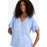 DeFacto Regular Fit Çiçekli V Yaka Kısa Kollu Gömlek D2810AX25SM