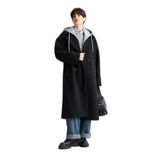 DeFacto Regular Fit Çıkarılabilir Kapüşonlu Uzun Kaşe Kaban, L, Regular Fit Çıkarılabilir Kapüşonlu Uzun Kaşe Kaban, Siyah-BK27, Kadın