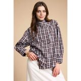 DeFacto Regular Fıt Dama Desenli Poplin Uzun Kollu Tunik H4224AX26SP