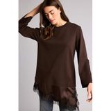 DeFacto Regular Fit Dantel Detaylı Tunik, XL, H0910AX26SM, Kahve, Kadın