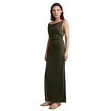 DeFacto Regular Fit Degaje Yaka Kısa Kollu Elbise, L, F9240AX26SP, Haki-KH462, Kadın