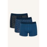DeFacto Regular Fit Desenli 3'lü Boxer, L, G9368AX26SP, Lacivert-NV135, erkek
