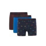 DeFacto Regular Fit Desenli 3'lü Boxer, S, G9295AX26SP, Lacivert-NV135, erkek