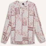 DeFacto Regular Fit Desenli Apaş Yaka Uzun Kollu Bluz N1809AZ25SP - Pembe-PN436