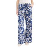 DeFacto Regular Fit Desenli Cep Detaylı Düz Paça Keten Karışımlı Pantolon, 44, E7329AX25SM, Mavi-BE766, Kadın