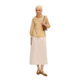 DeFacto Regular Fit Desenli Fırfır Yaka Vual Uzun Kollu Tesettür Bluz Tunik, Beyaz, XL