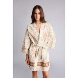DeFacto Regular Fit Desenli Kuşaklı Kimono D0453AX26SP - XS - S - Ekru-ER103