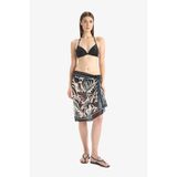 DeFacto Regular Fit Desenli Şifon Pareo, Standart, E8218AX25HS, Siyah-BK27, Kadın