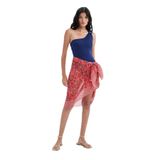 DeFacto Regular Fit Desenli Vual Pareo Fall in Love, Standart, D2745AXNS, Kırmızı-RD197, Kadın