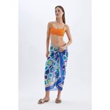 DeFacto Regular Fit Desenli Vual Pareo Fall in Love, Standart, D2745AXNS, Turkuaz-TR406, Kadın