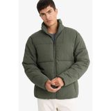 DeFacto Regular Fit Dik Yaka Astarlı Fermuarlı Cepli Kışlık Mont, 3XL, Regular Fit Dik Yaka Astarlı Fermuarlı Cepli Kışlık Mont, Haki-KH430, Erkek