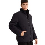 DeFacto Regular Fit Dik Yaka Astarlı Fermuarlı Cepli Kışlık Mont, M, Regular Fit Dik Yaka Astarlı Fermuarlı Cepli Kışlık Mont, Siyah-BK27, Erkek
