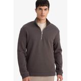 Defacto Regular Fit Dik Yaka Sweatshirt, Xxl, F9855AX26SP, Antrasit, Erkek