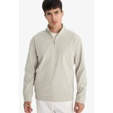 DeFacto Regular Fit Dik Yaka Yarım Fermuarlı Fitilli Kadife Sweatshirt, XL, E9618AX25AU, Bej-BG766, erkek