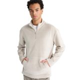 DeFacto Regular Fit Dik Yaka Yarım Fermuarlı Kadife Sweatshirt, S, F2352AX, STONE, erkek
