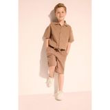DeFacto Regular Fit Dokulu Şort Erkek Çocuk, 7/8 Yaş (128cm), H3048A826HS, Kahve, Erkek Çocuk