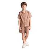 DeFacto Regular Fit Dokulu Şort Erkek Çocuk, 9/10 Yaş (140cm), H3048A826HS, Kahve, Erkek Çocuk