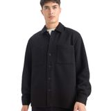 DeFacto Regular Fit Dokuma Uzun Kollu Gömlek, M, E9203AX25AU, Siyah-BK81, Erkek