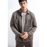 DeFacto Regular Fit Dokuma Uzun Kollu Gömlek, S, E9203AX25AU, Kahve-BN571, Erkek