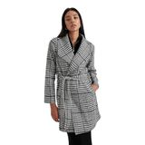 DeFacto Regular Fit Ekose Desenli Kaşe Kaban Siyah S