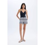 Defacto Regular Fit Etnik Desenli Deniz Şortu, S, T5232AZ24SM, Siyah, Kadın