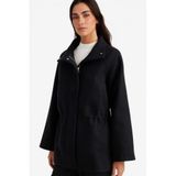 DeFacto Regular Fit Fermuarlı Kaşe Mont, XL, Regular Fit Fermuarlı Kaşe Mont, Siyah-BK27, Kadın