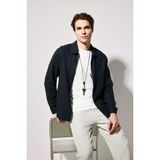 DeFacto Regular Fit Fermuarlı Keten Karışımlı Mont, M, Regular Fit Fermuarlı Keten Karışımlı Mont, Lacivert-NV64, Erkek