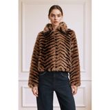 DeFacto Regular Fit Fermuarlı Kısa Suni Kürk Mont, M, Regular Fit Fermuarlı Kısa Suni Kürk, Kahve-BN530, Kadın