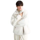 DeFacto Regular Fit Fermuarlı Suni Kürk Mont, L, Regular Fit Fermuarlı Suni Kürk Mont, Ekru-ER128, Kadın